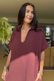 Made in Italy Paulo Pillow Cotton Shirt Dress Deep Burgundy